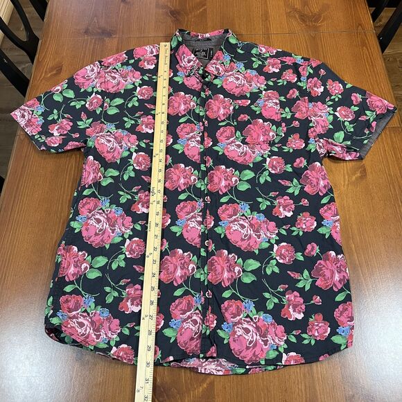Artistry In Motion Shirt Mens XL Black Floral Button Up Slim‎ Fit Cotton Casual - Picture 5 of 8